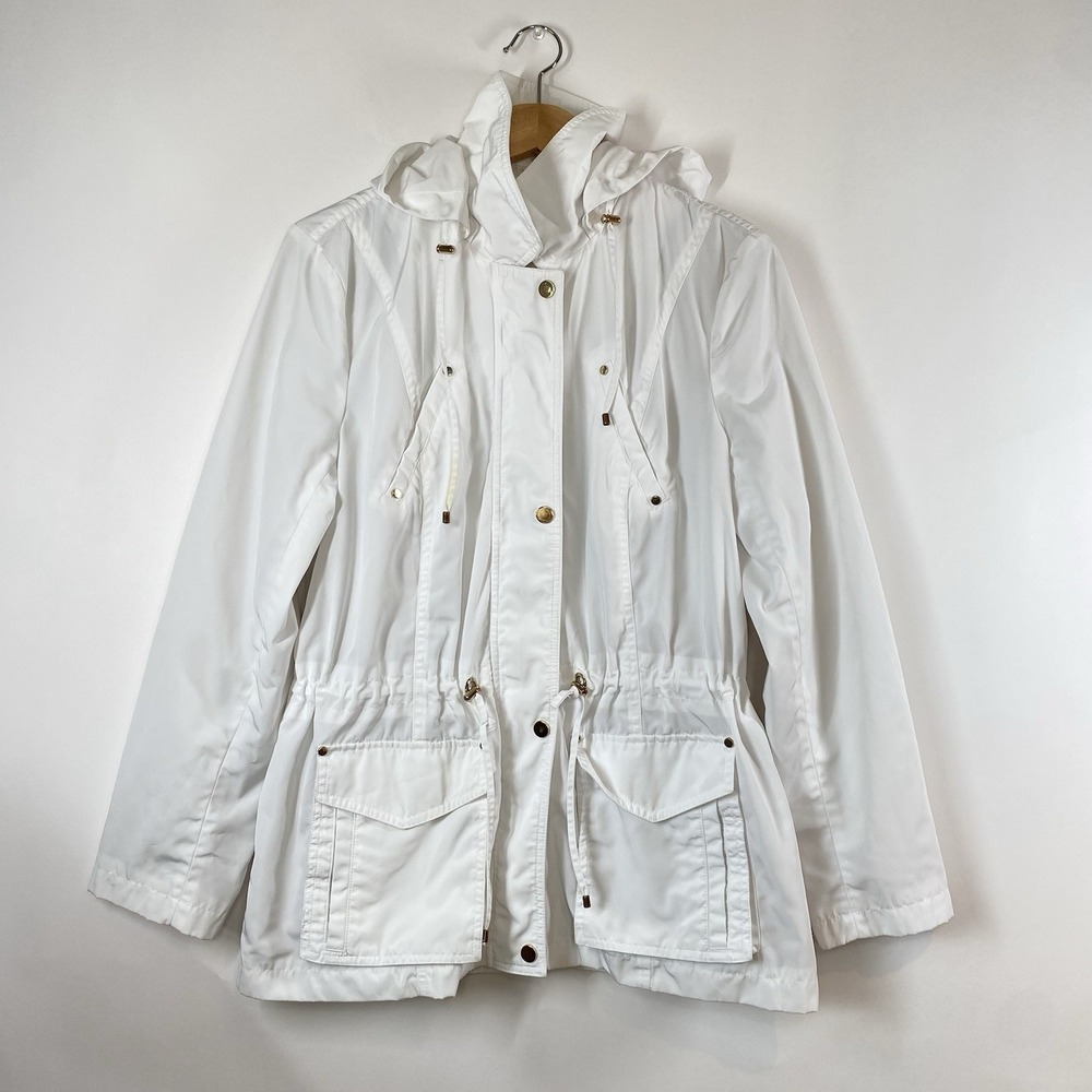 Charter Club Women's Water Resistant Removable Hood Jacket Size M White Outdoor
